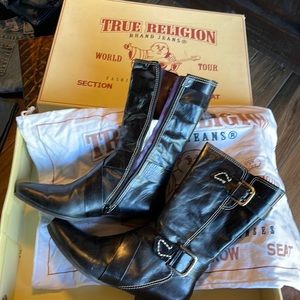 EUC True Religion Black Blair Mid Calf Boot. Us Size 8